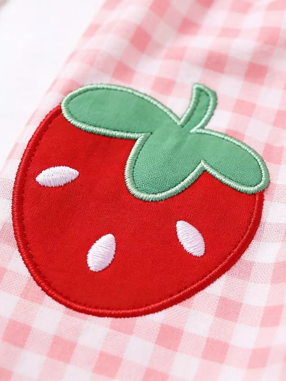 Children's Fruit Embroidered Sleeveless Plaid Dress, image 6