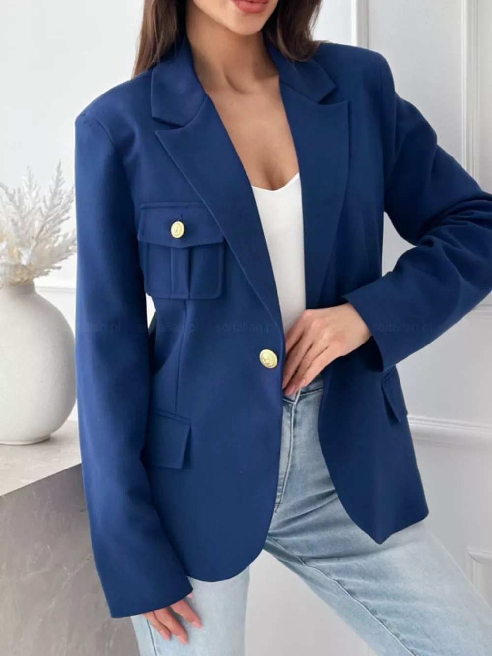Lapel Collar One Button Blazer, image 6