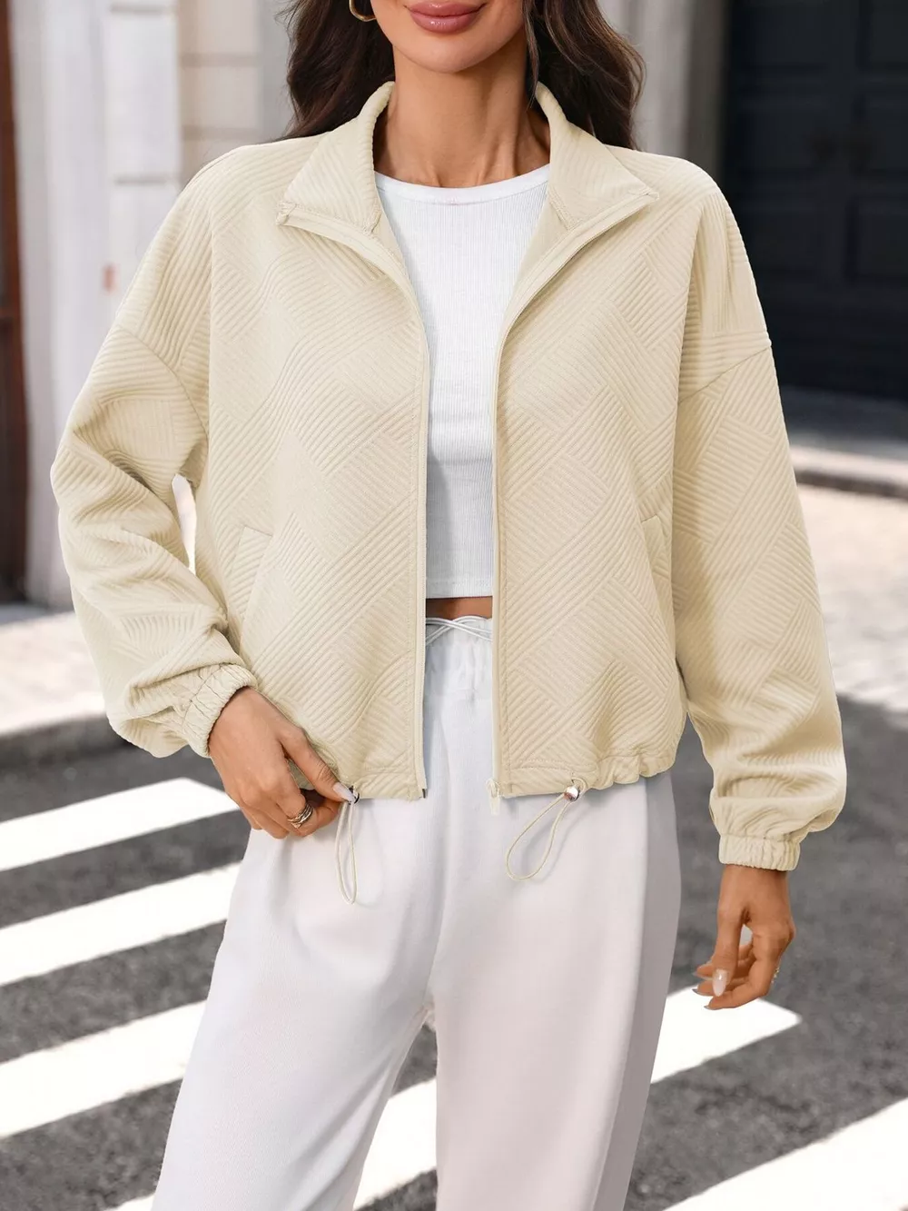 Textured Zip-Up Casual Jacket, image 2