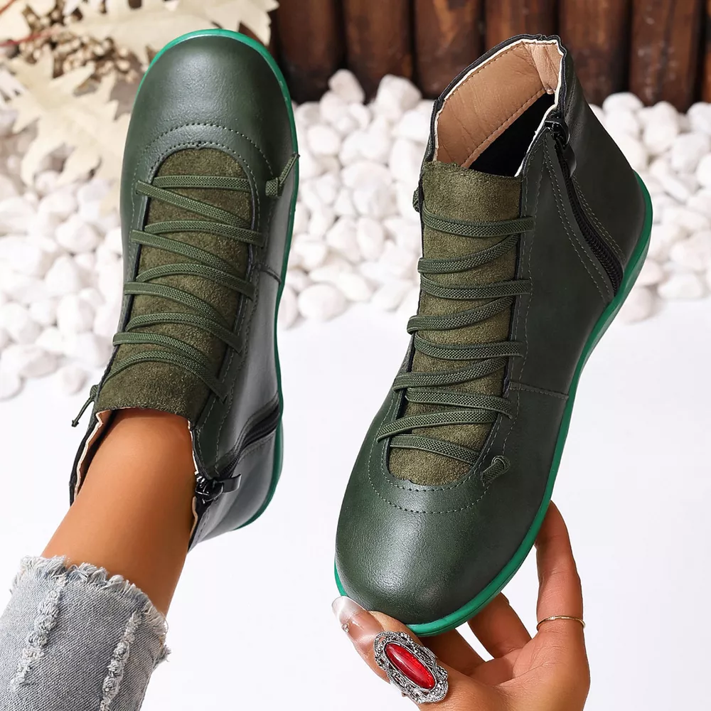 Lace-Up Faux Leather Ankle Boots, image 17