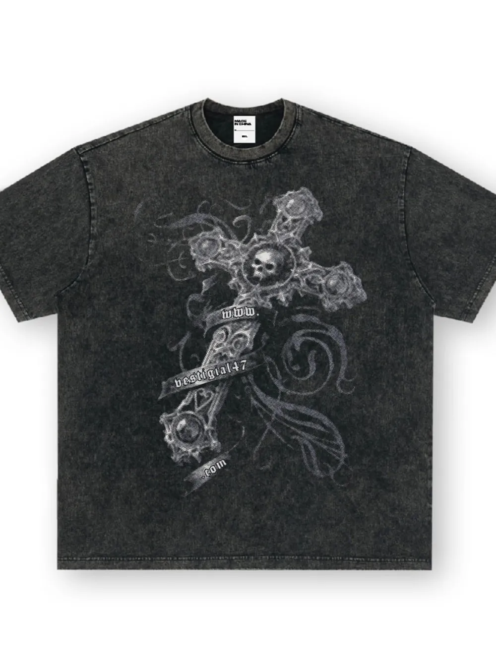 Men's Skull Cross Graphic Oversized T-Shirt, image 4