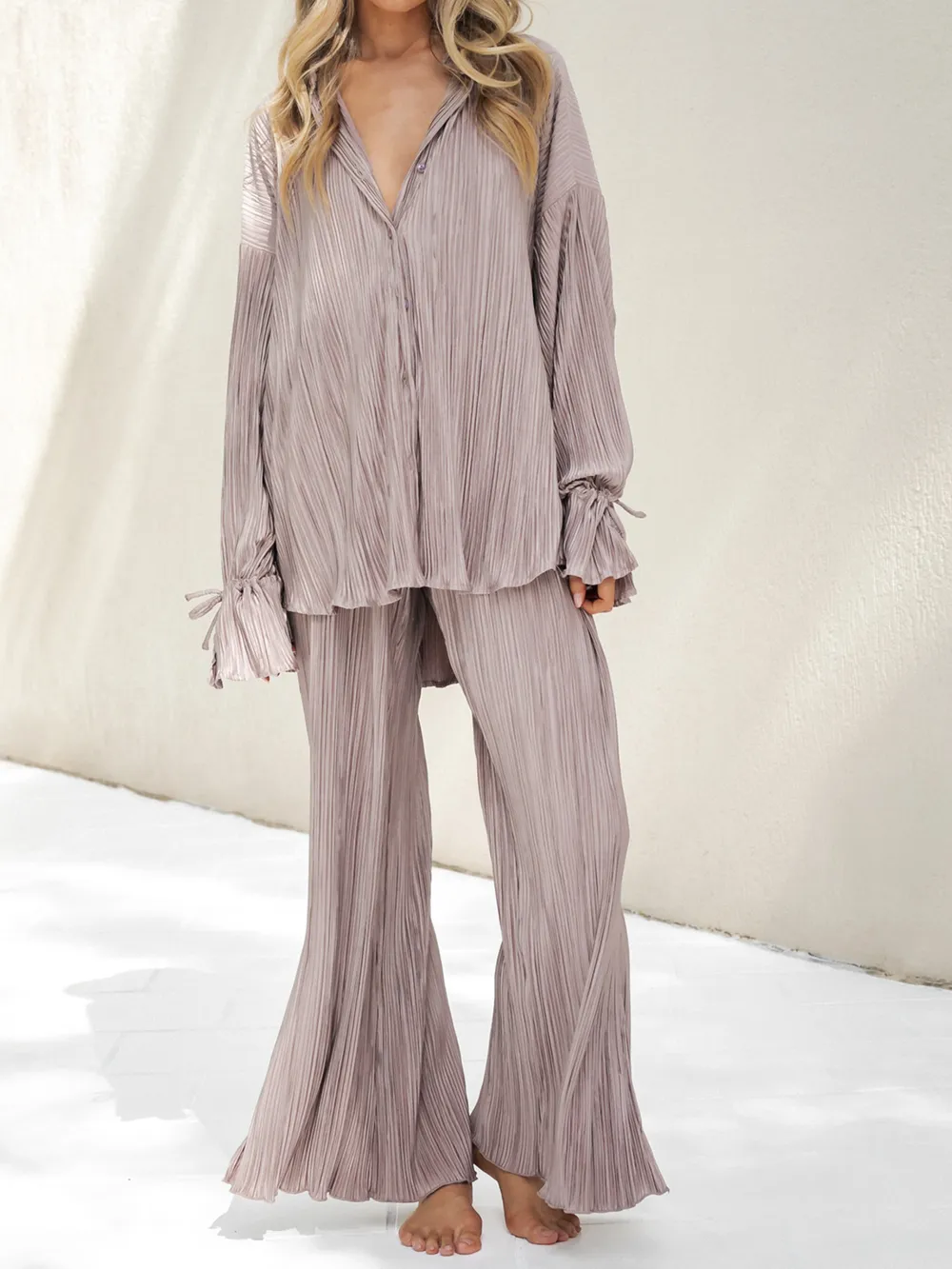 Button Up Long Sleeve Top and Pants Set, image 11