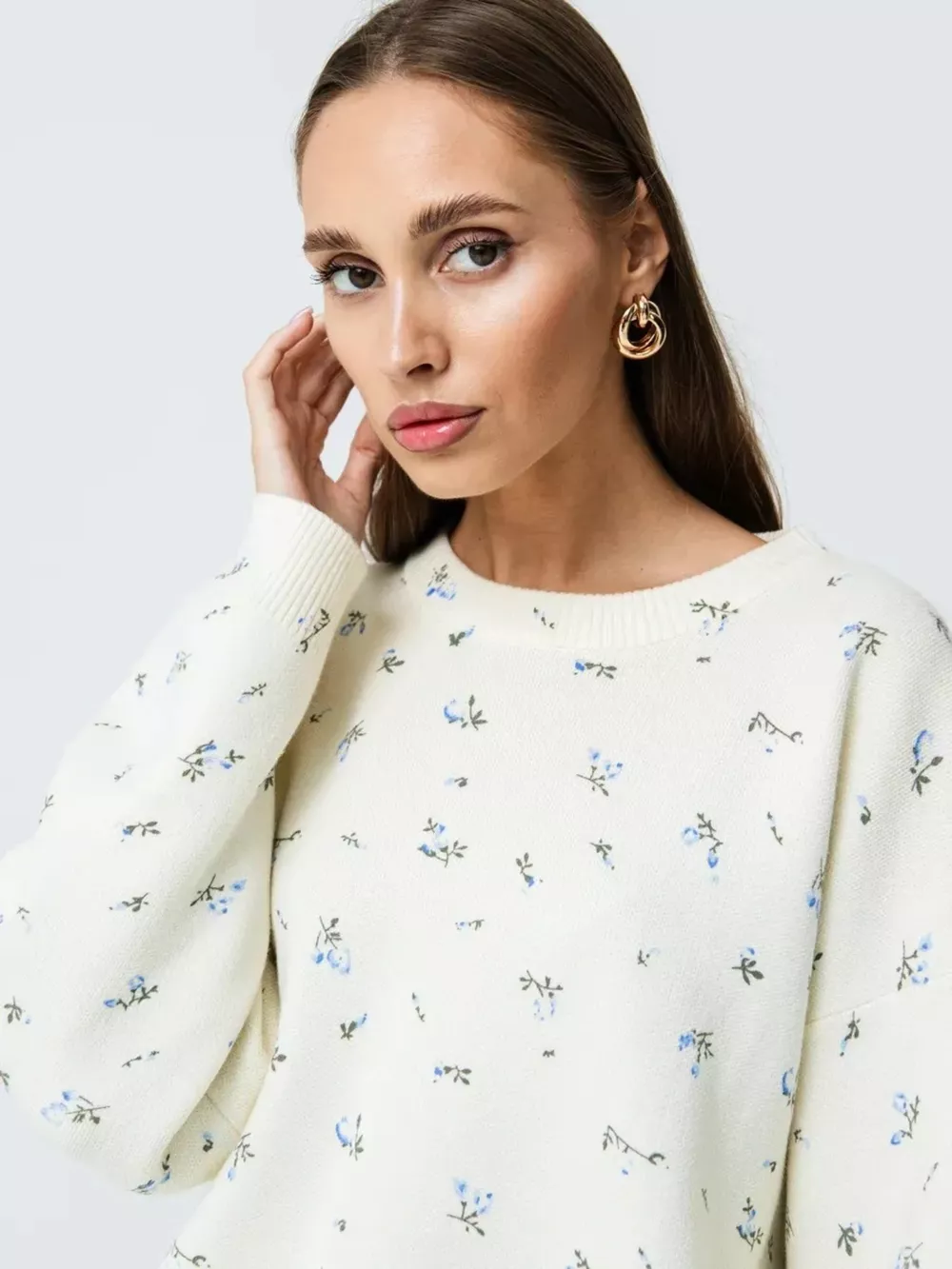 Floral Dropped Shoulder Oversized Sweater, image 4