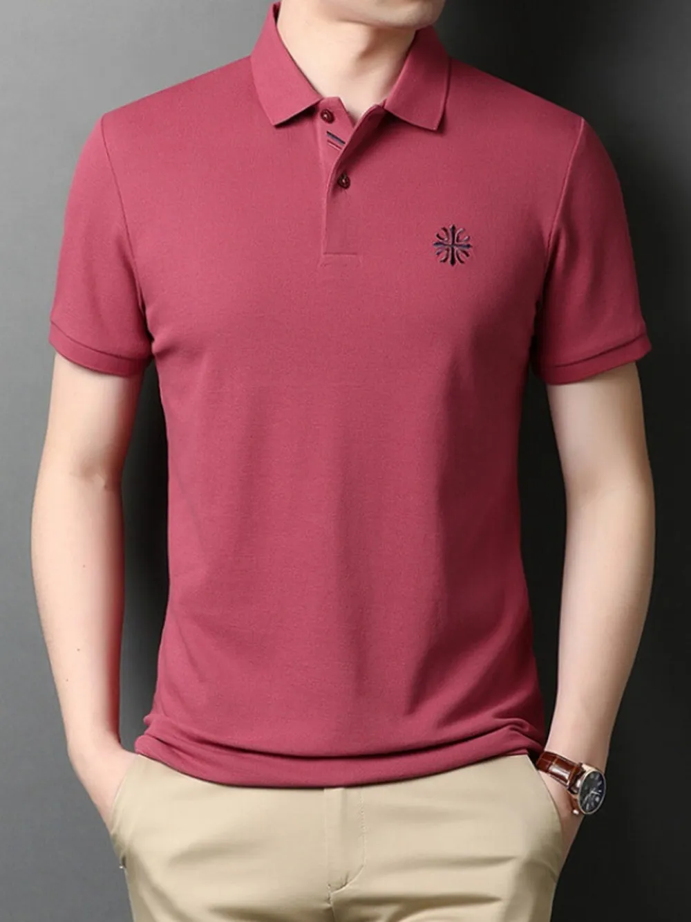 Men's Plus Size Embroidered Slim Fit Polo Shirt, image 3