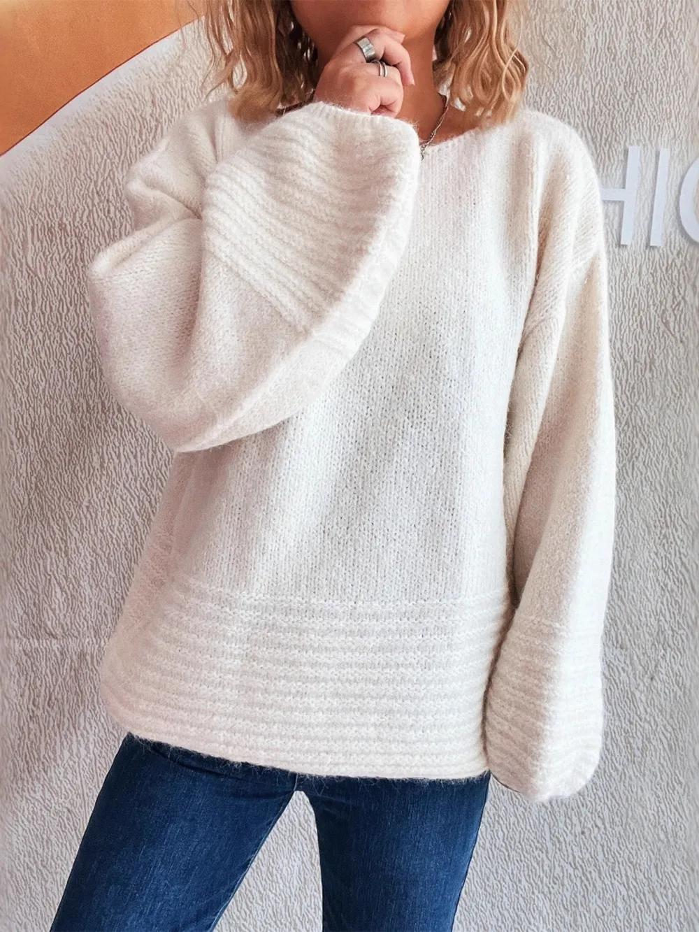 Relaxed Fit Round Neck Sweater, image 3