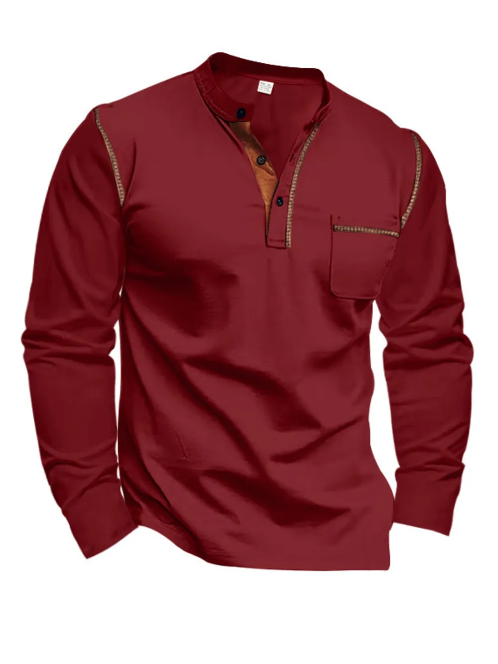 Men's Full Size Long Sleeve Polo with Contrast Trim Plus Size, image 9