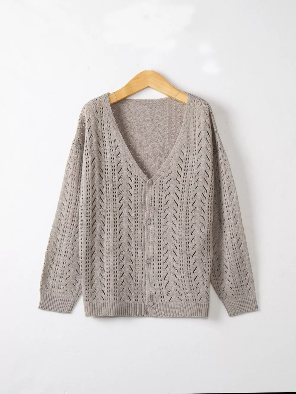 Openwork V-Neck Cardigan, image 14