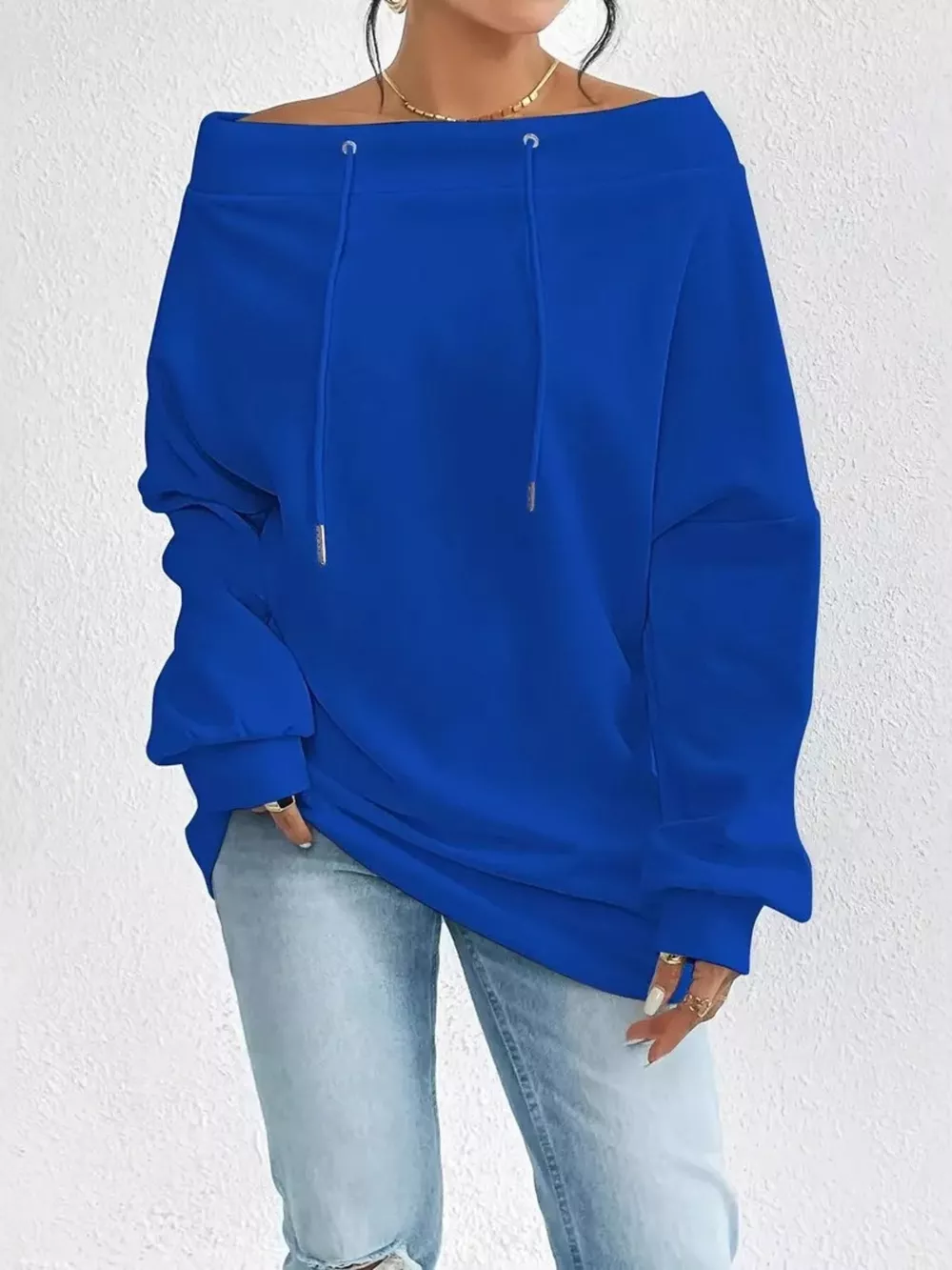 Off-Shoulder Drawstring Sweatshirt, image 6