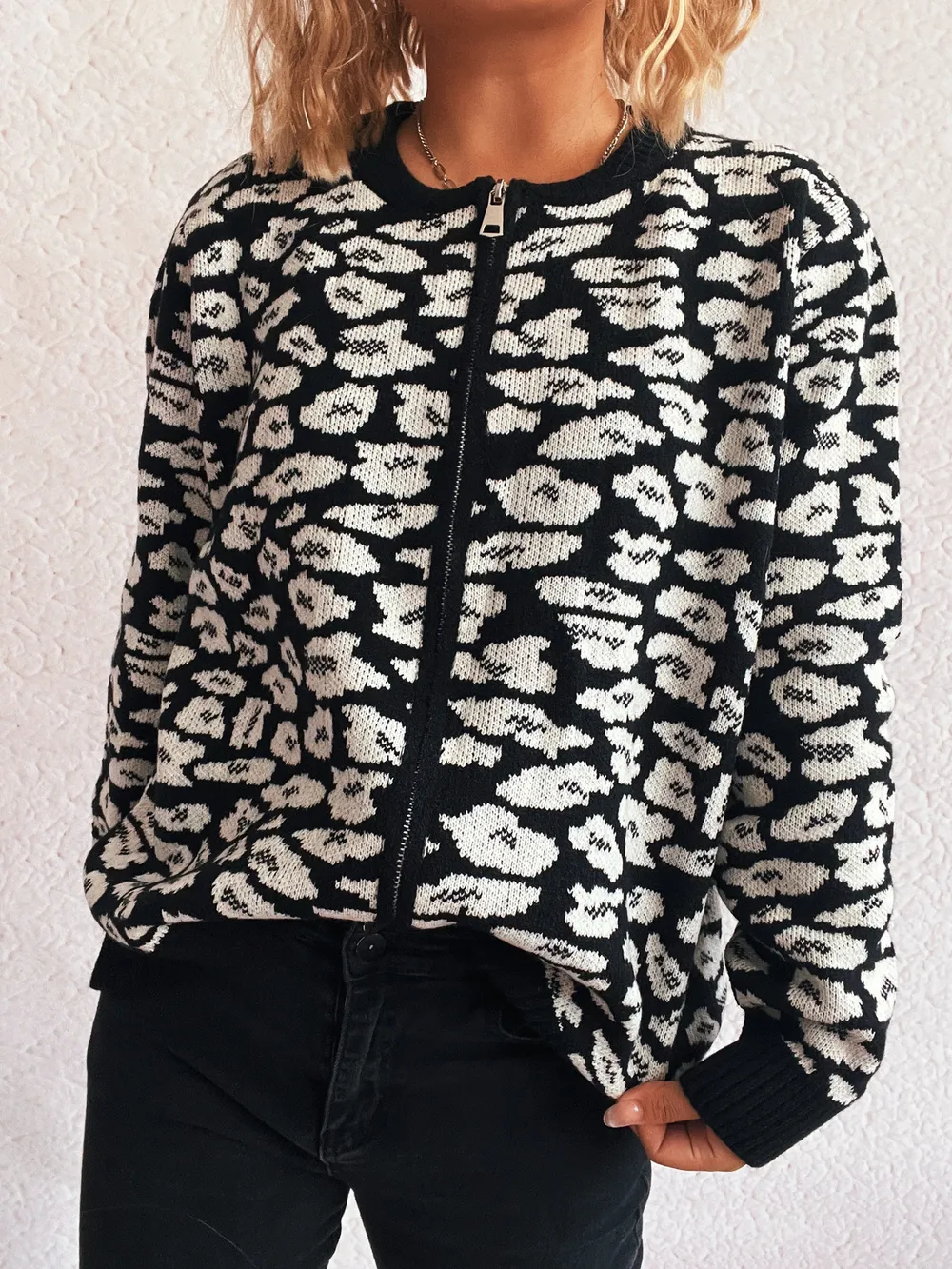 Zip Up Long Sleeve Cardigan, image 4