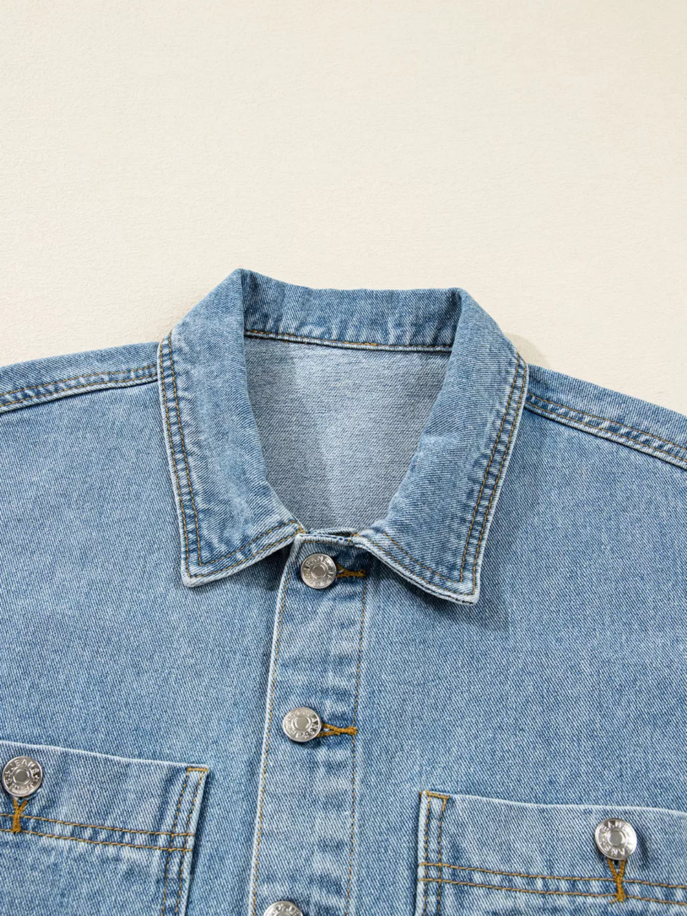Patched Pockets Side Tie Denim Jacket, image 8