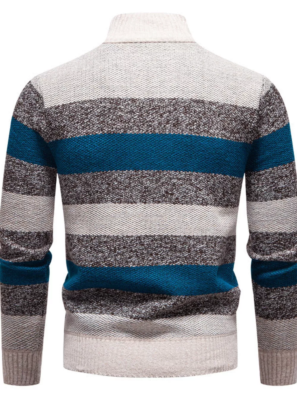 Men's Plus Size Striped Quarter-Zip Sweater, image 3