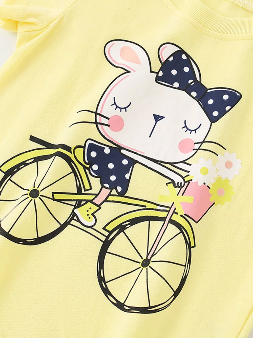 Children's Cartoon Rabbit Bicycle Short Sleeve T-Shirt, image 4