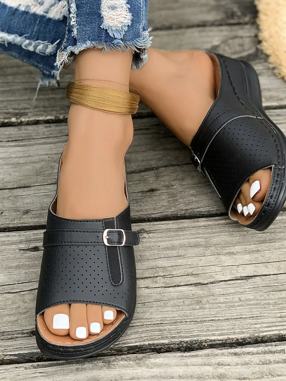 Casual Comfort Buckle Strap Sandals, image 2