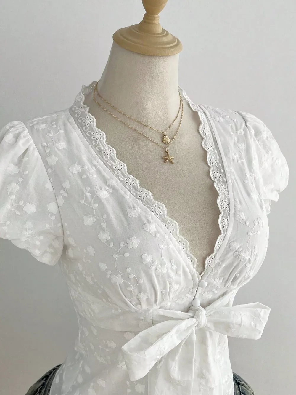 Lace Detail Bow Front Blouse, image 3