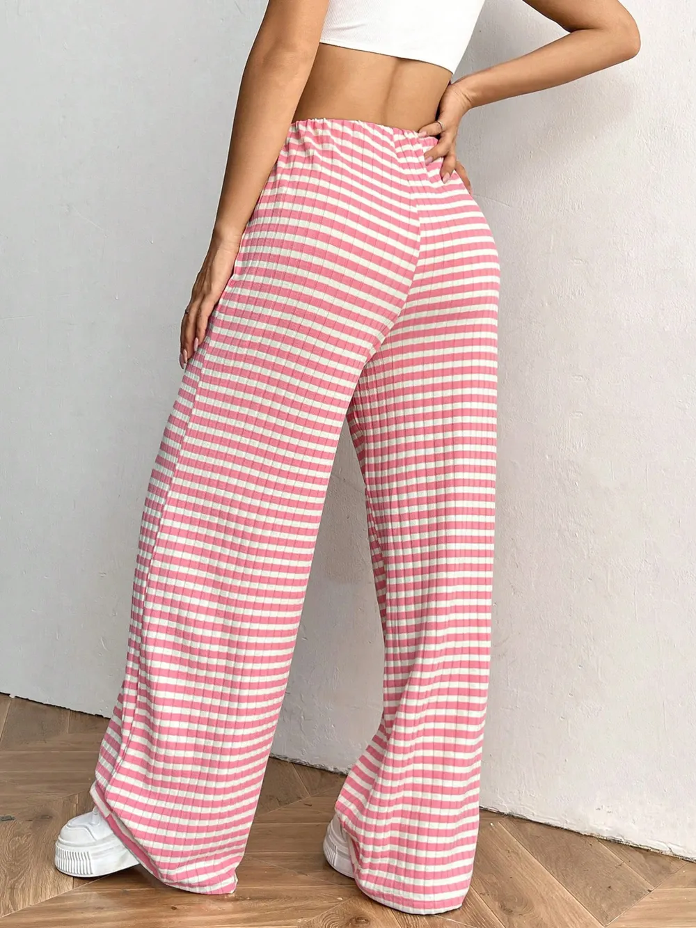 Striped Wide Leg Drawstring Pants, image 10