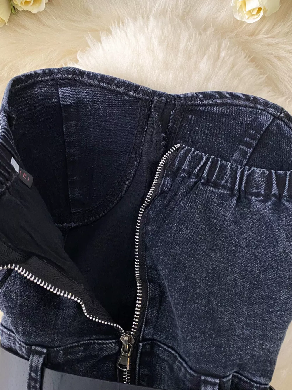 Strapless Denim Romper with Pockets, image 11
