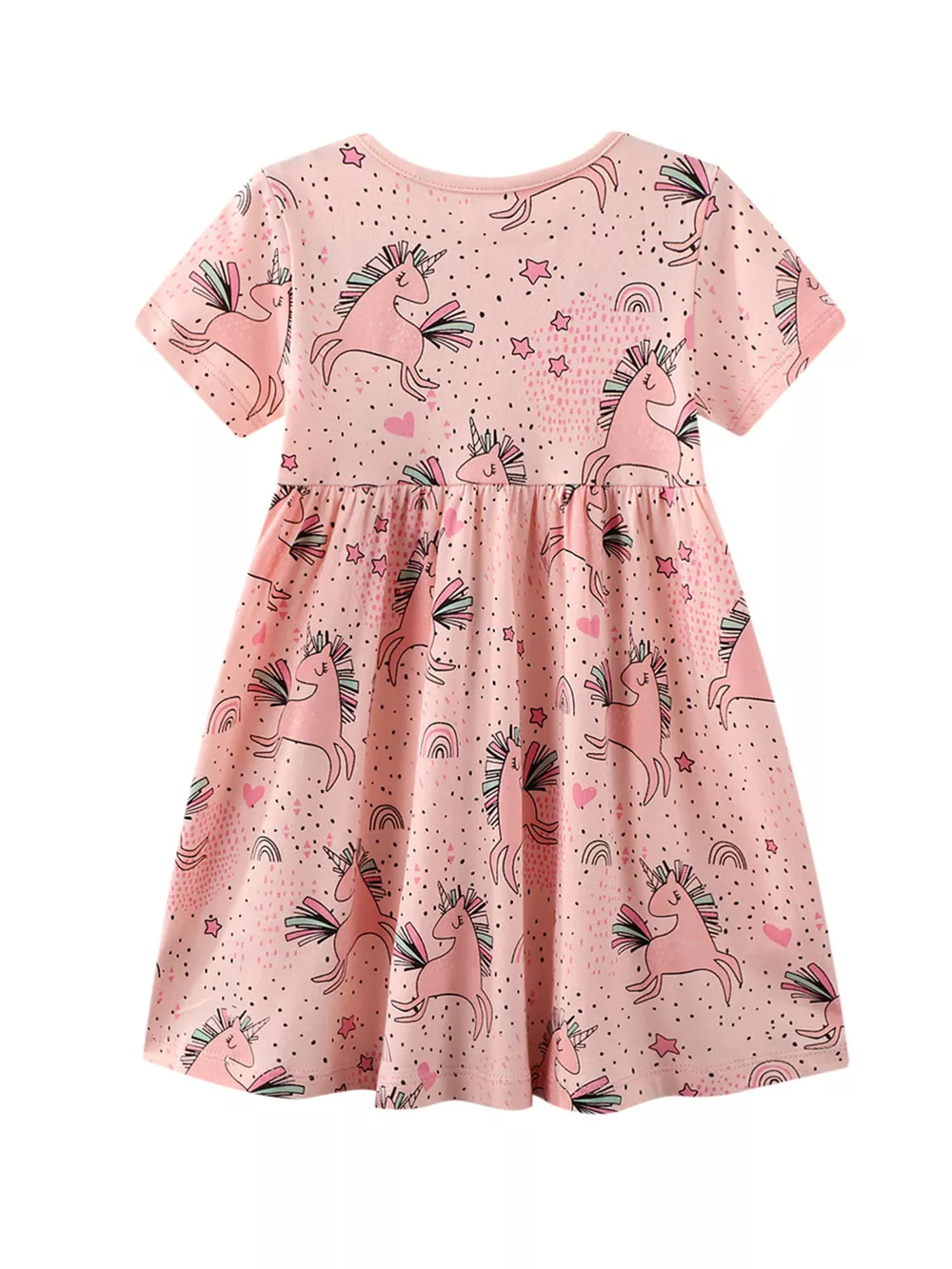 Children's Unicorn Print Round Neck Summer Dress, image 4