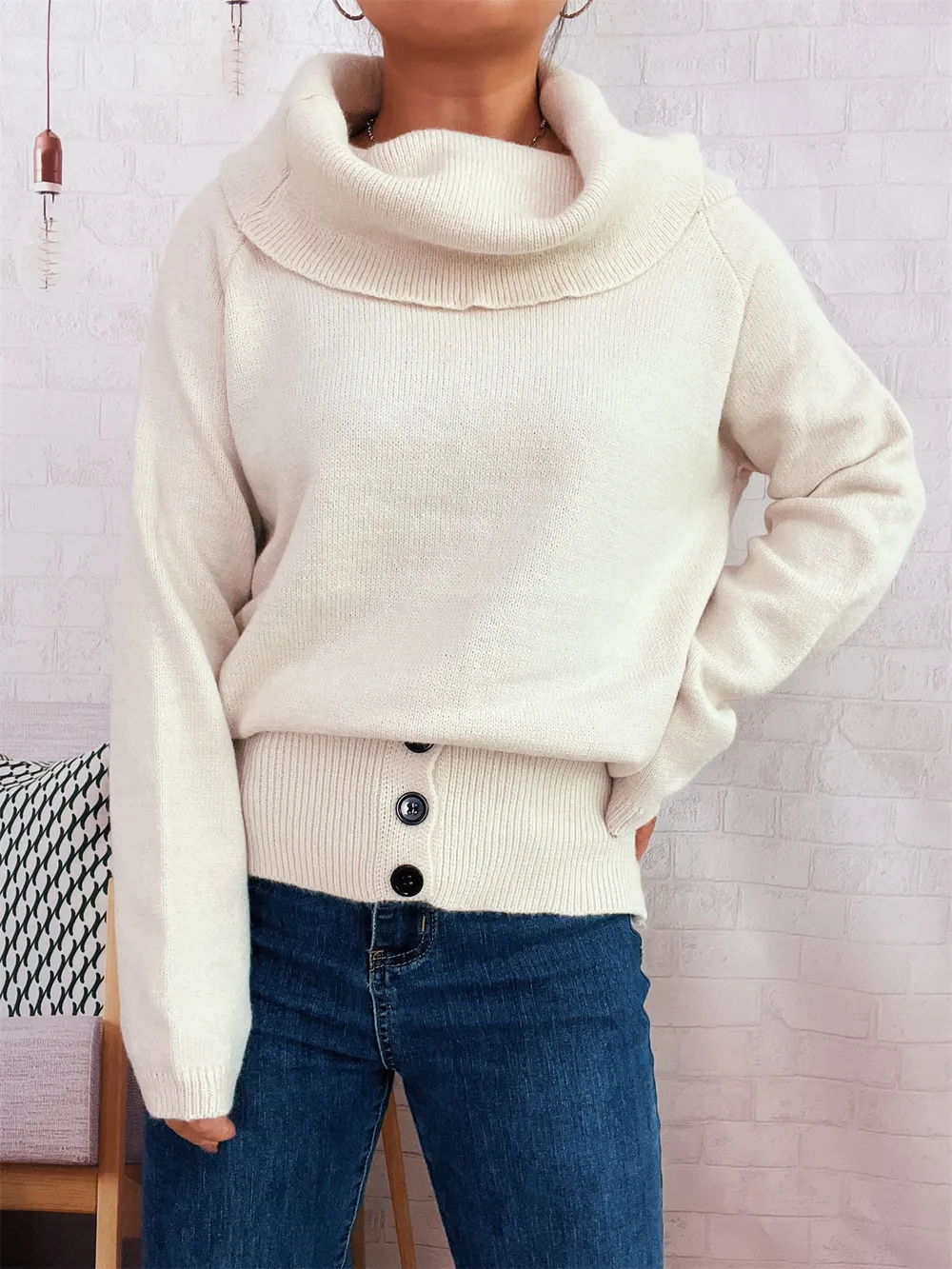 Striped Turtleneck Long Sleeve Sweater, image 9