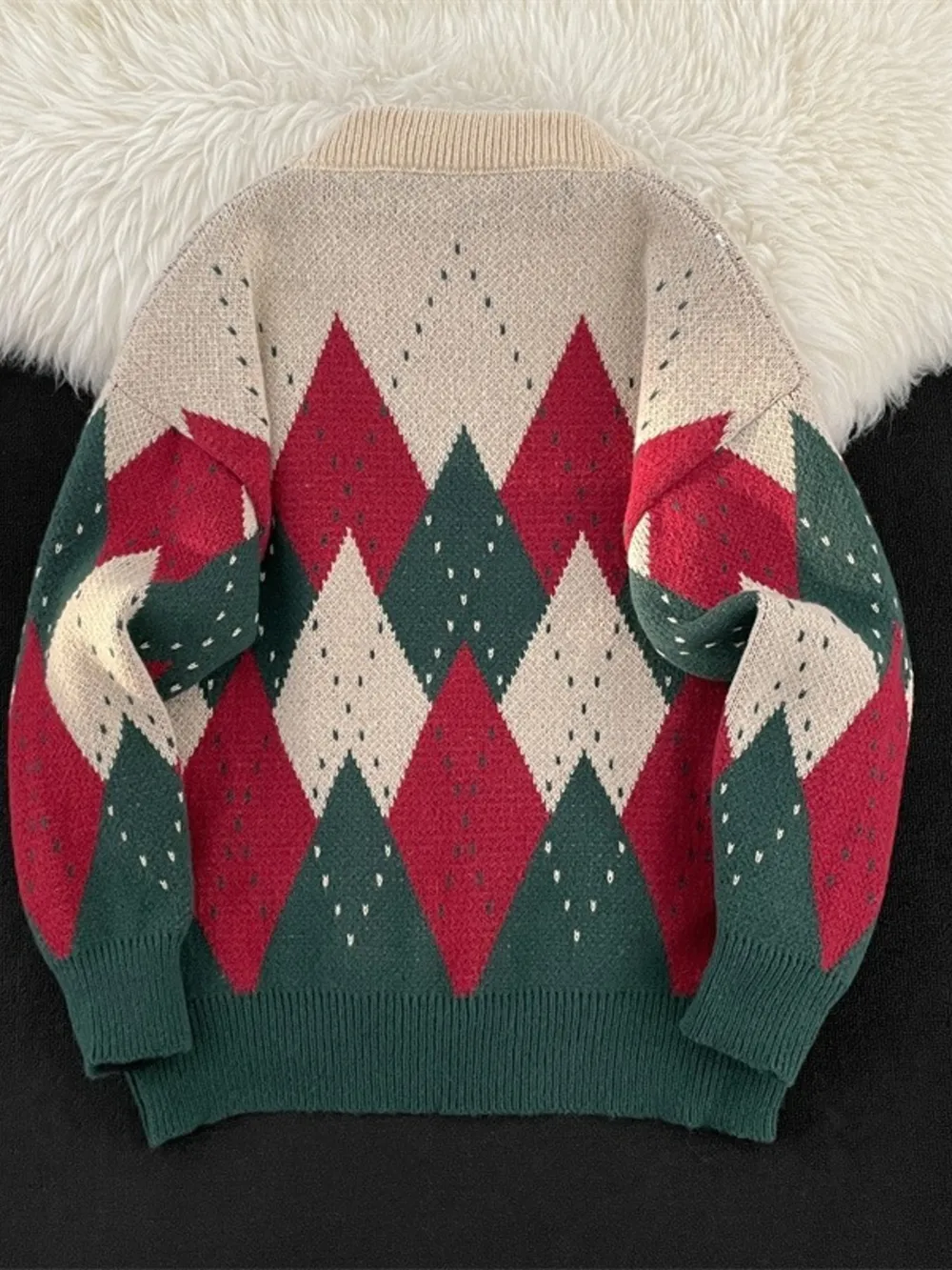 Men's Vintage Argyle Pattern Knit Pullover, image 3