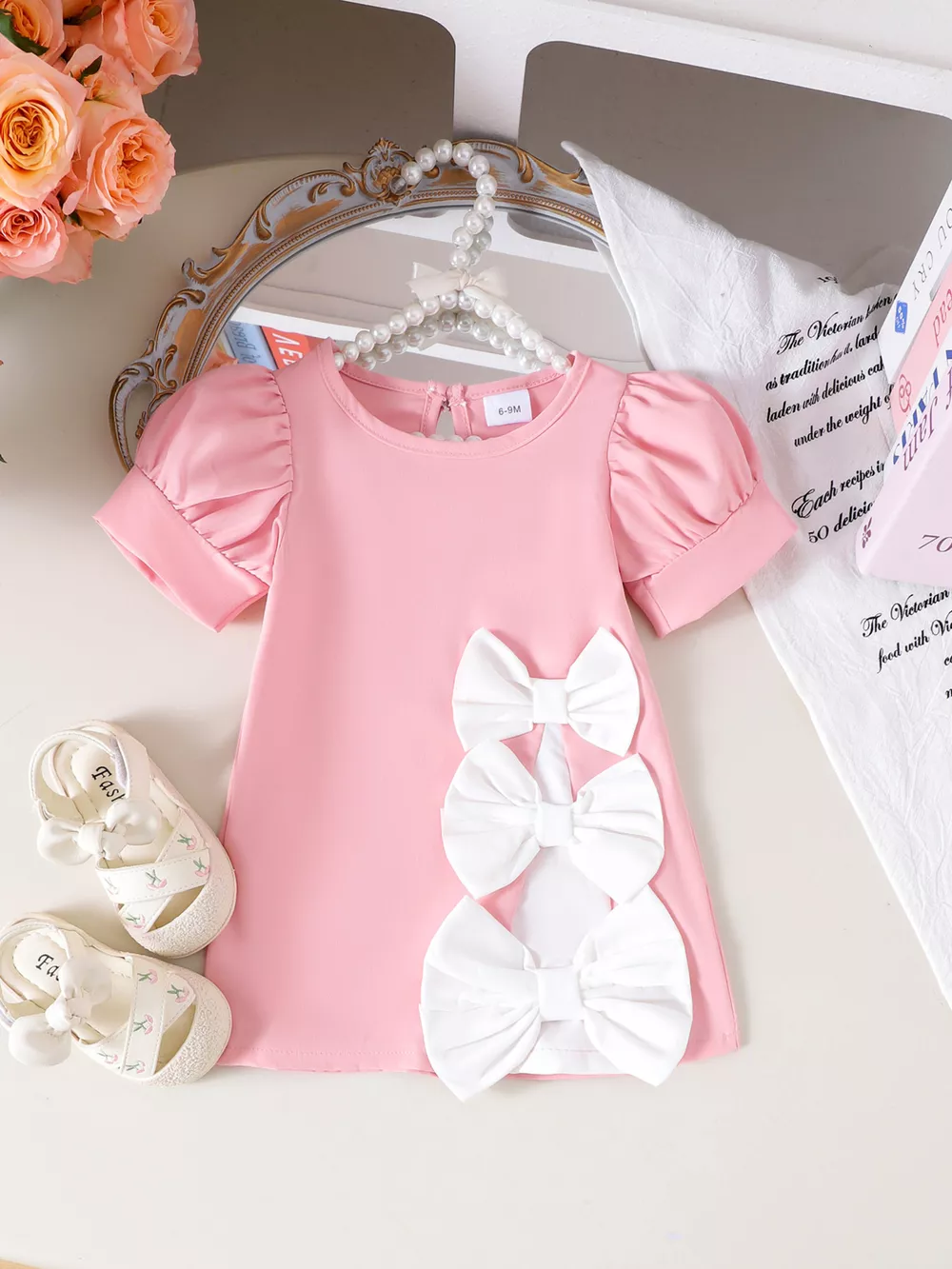 Children's Bow Puff Sleeve Dress