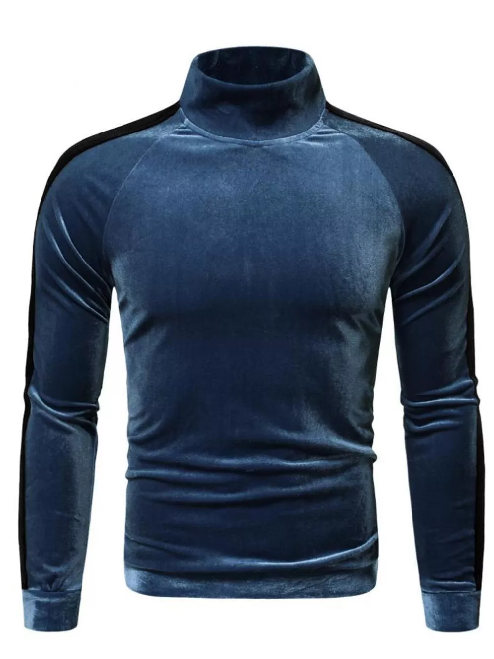 Men's Velvet Turtleneck Long Sleeve T-Shirt, image 2