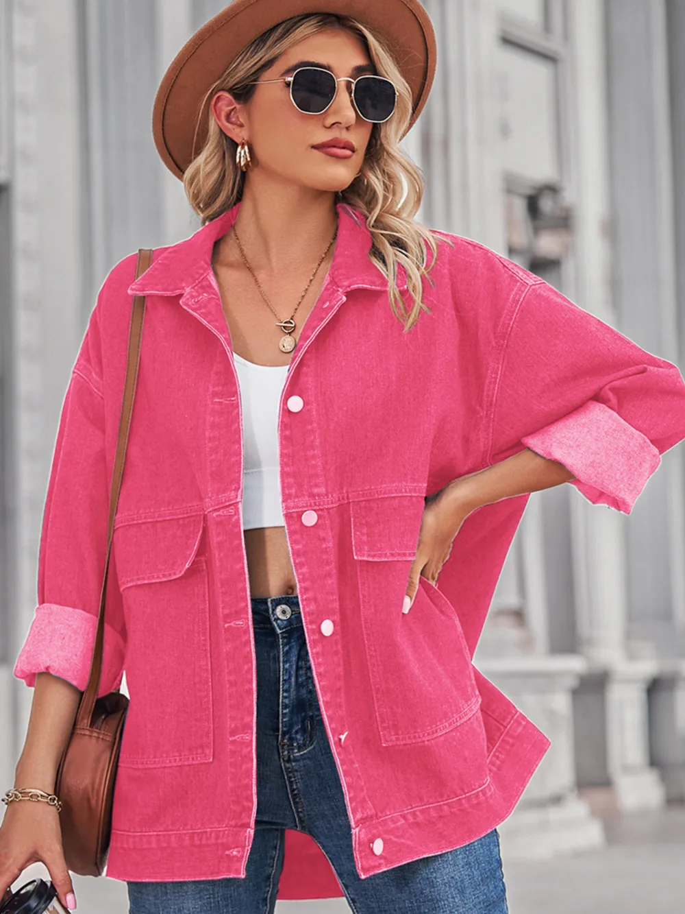 Button Up Long Sleeve Denim Jacket, image 10