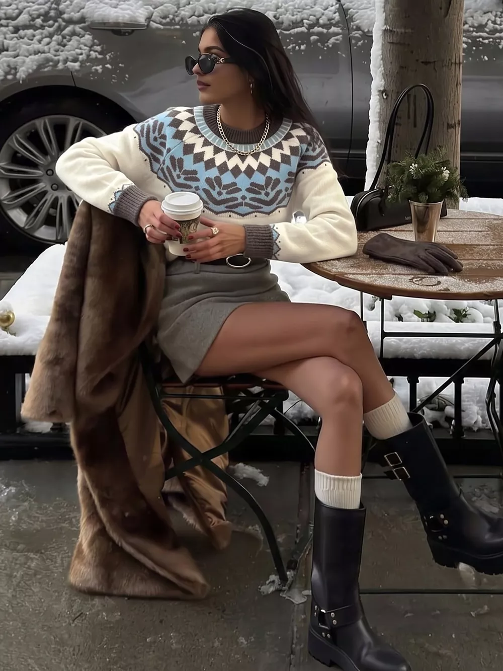 Fair Isle Pattern Round Neck Sweater, image 3