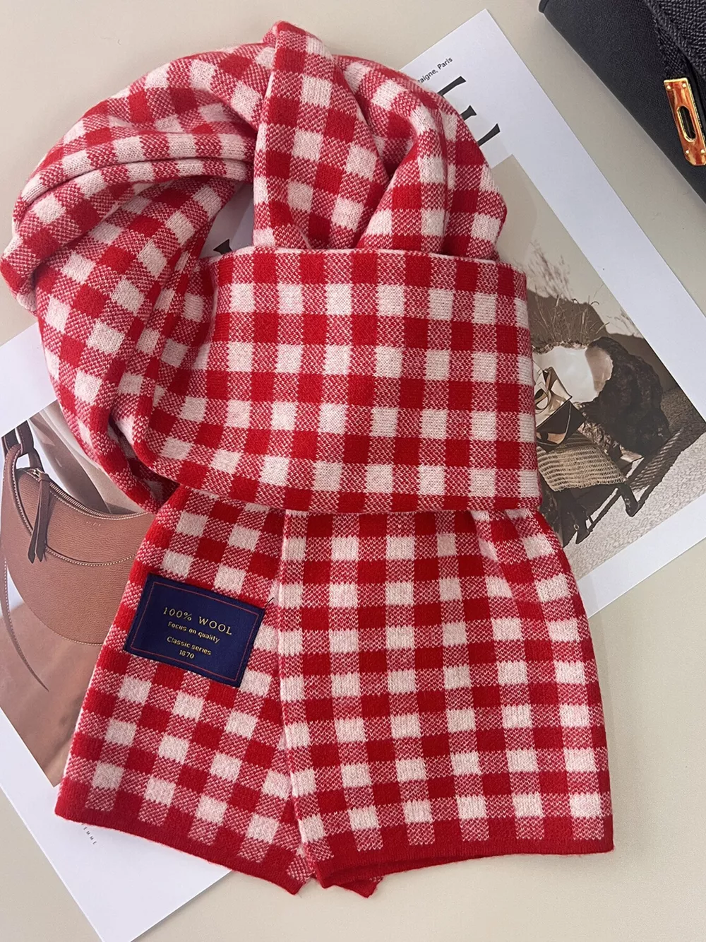 100% Wool Plaid Scarf, image 8