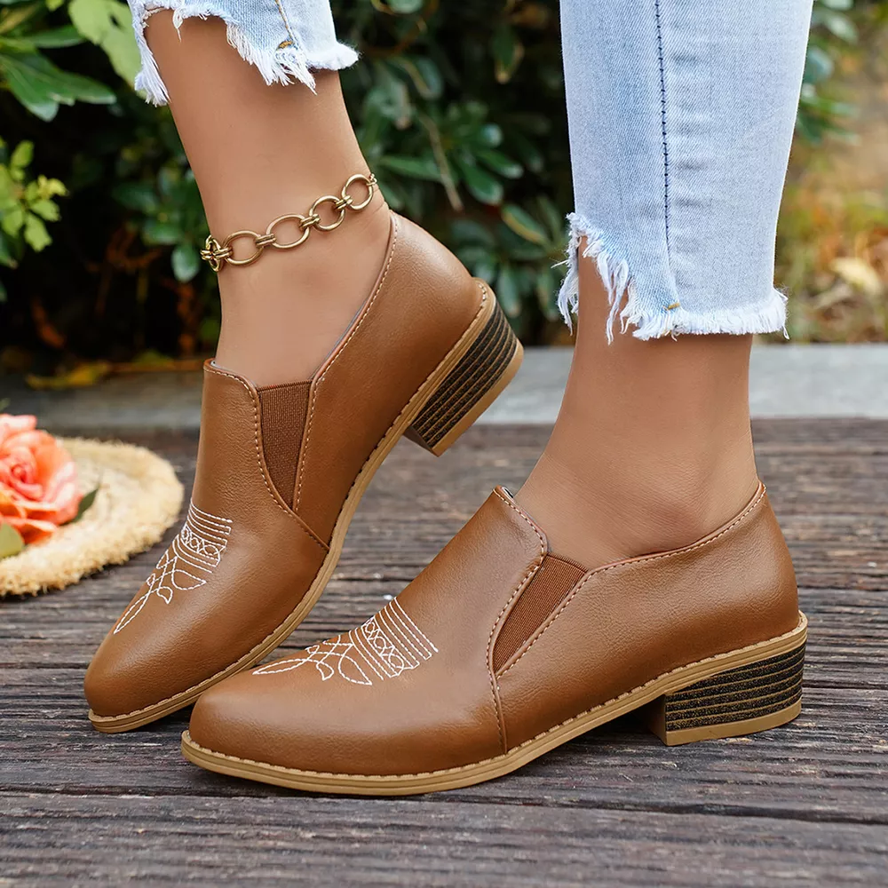 Point Toe Block Heels Loafers, image 4