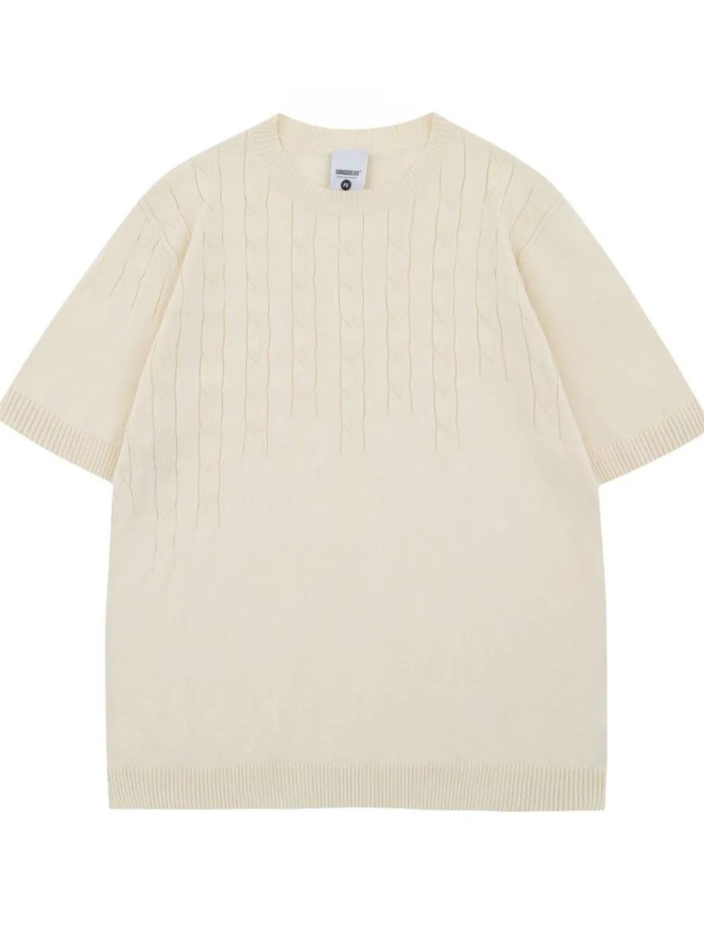 Men's Textured Cable Knit Short Sleeve Top