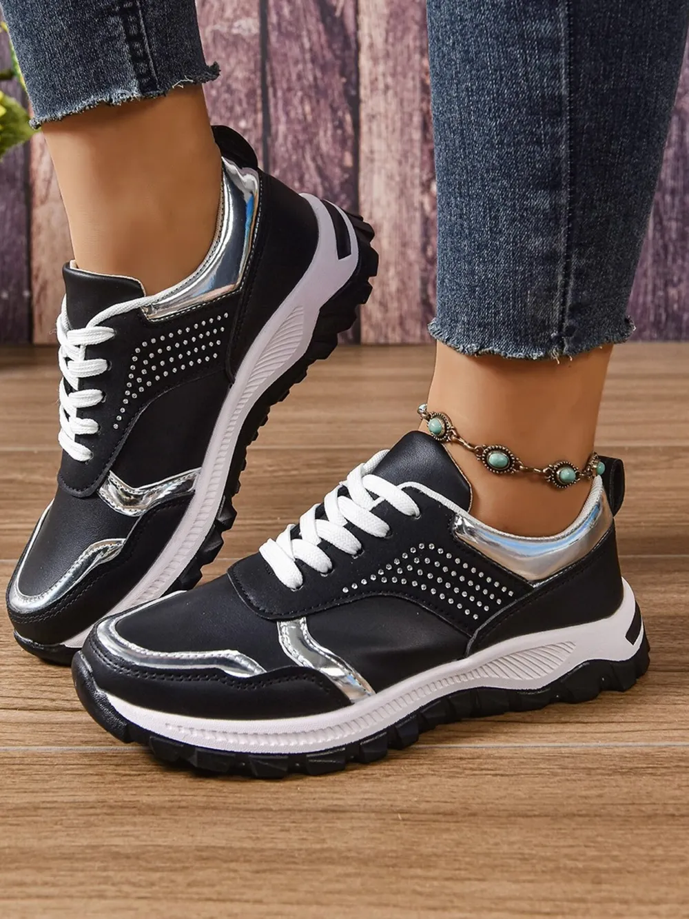 Lace Up Round Toe Sneakers, image 8