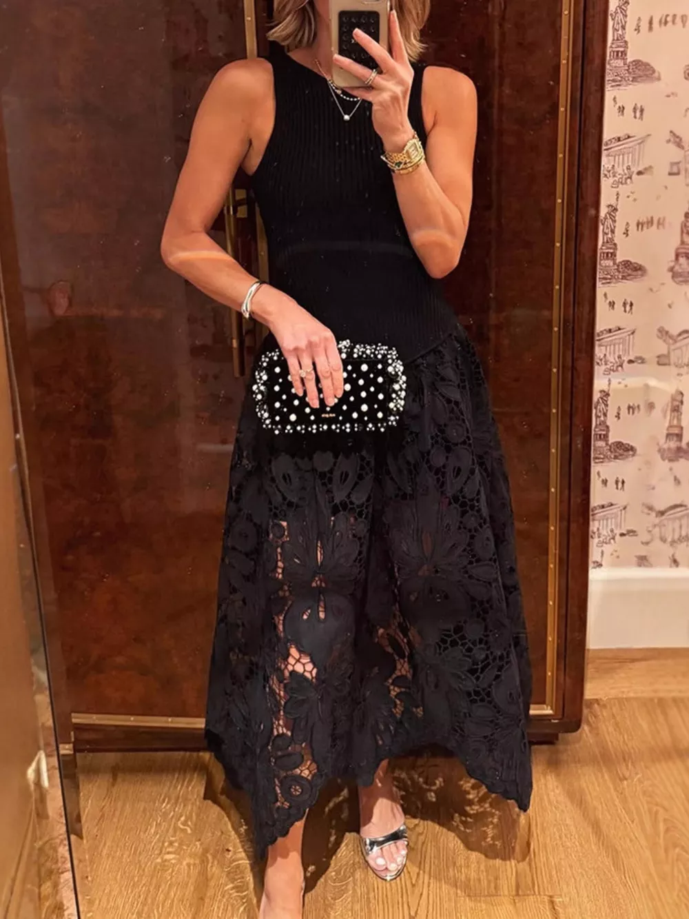 Sleeveless Ribbed Crochet Midi Dress, image 2
