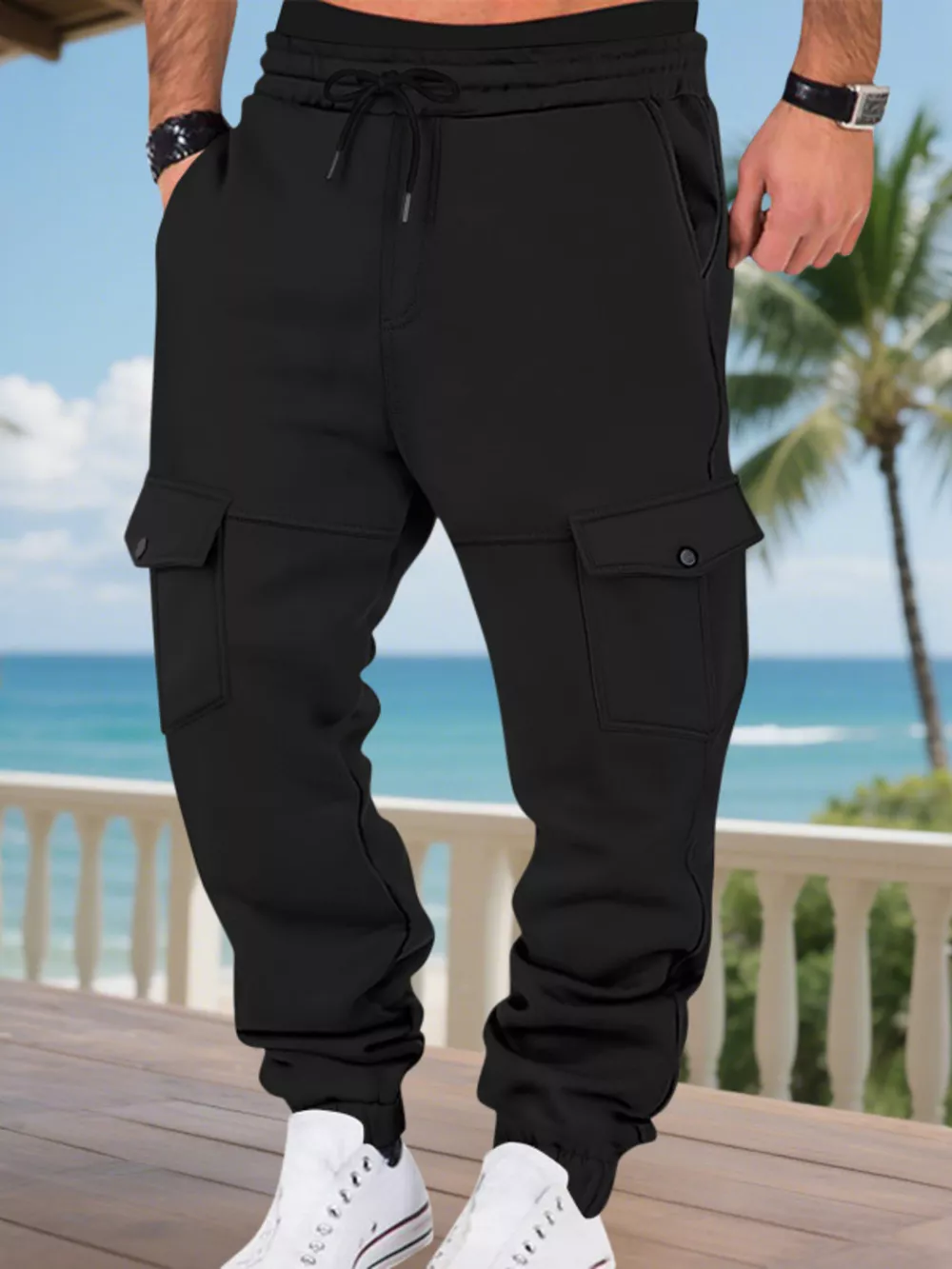 Men's Full Size Cargo Joggers with Multi-Pockets Plus Size, image 6