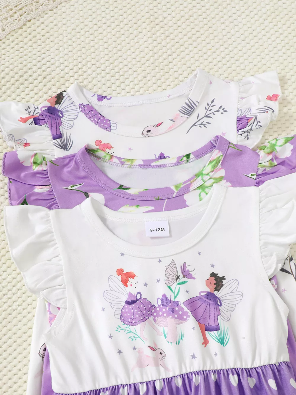 3-Piece Children's Printed Ruffle Sleeve Baby Dress, image 3