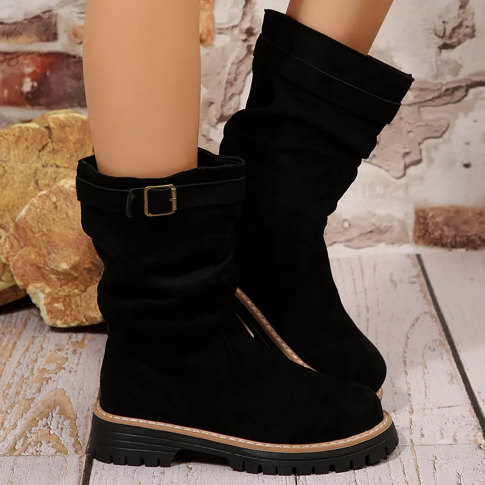 Buckle Accent Slouch Boots, image 3