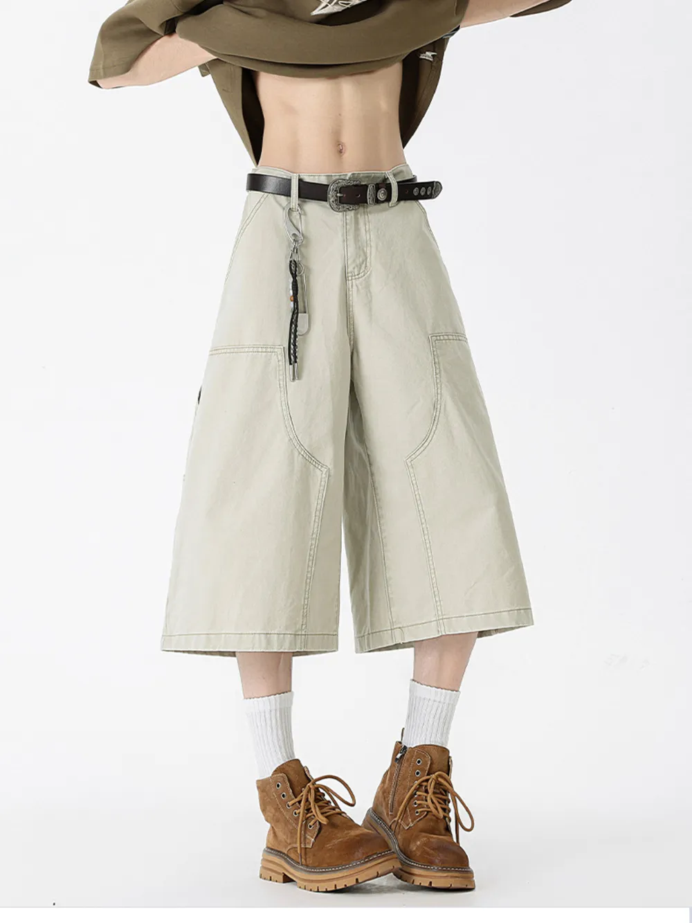 Men's Full Size Wide Leg Cargo Denim Shorts Plus Size, image 9