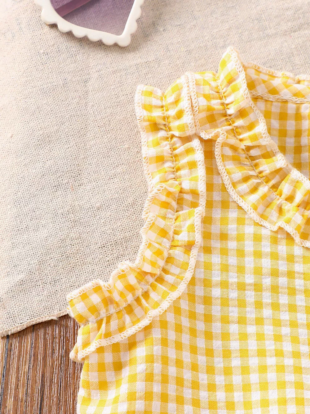 Children's Gingham Ruffle Trim Sleeveless Top & Pants Set, image 3