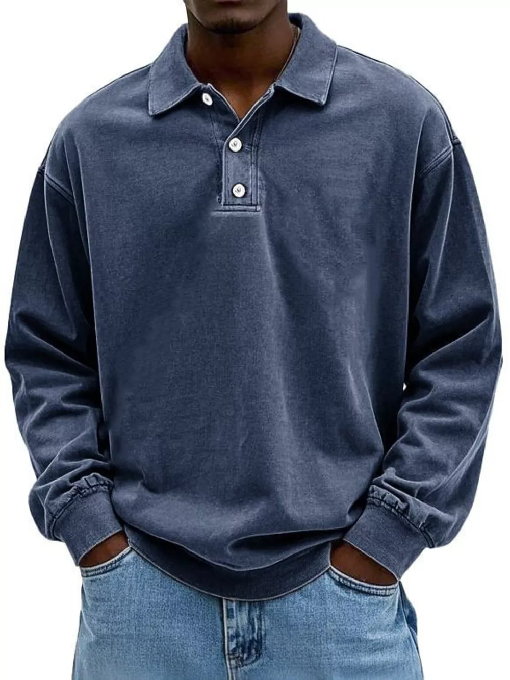 Men's Full Size Vintage Washed Long Sleeve Top Plus Size, image 3
