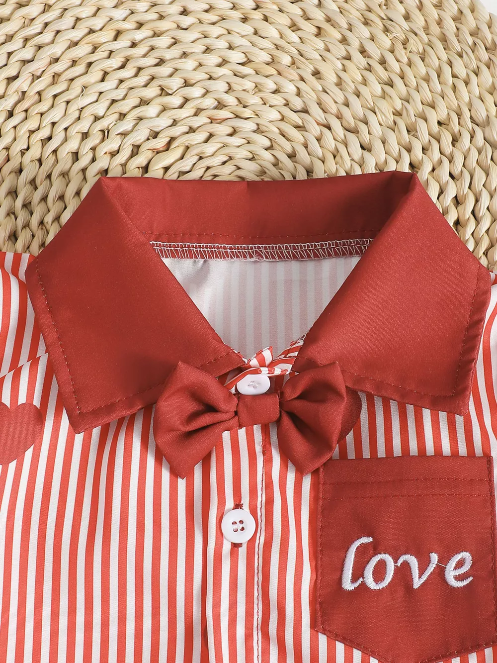 Children's Lucky Clover Print Striped Shirt & Shorts Set, image 10