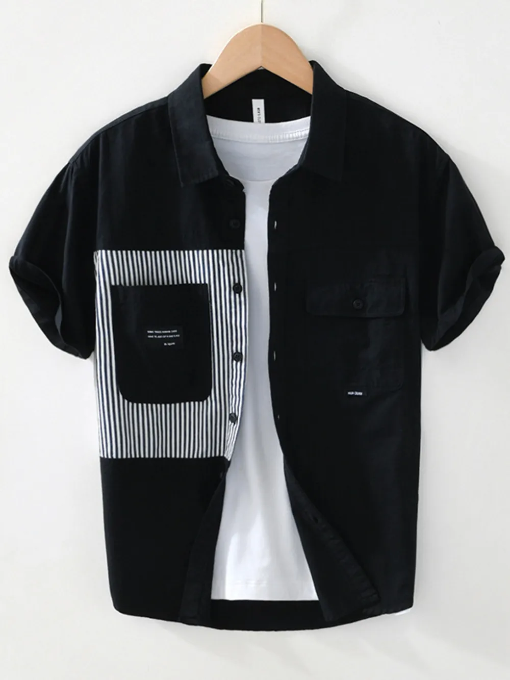 Men's Striped Button Front Short Sleeve Shirt