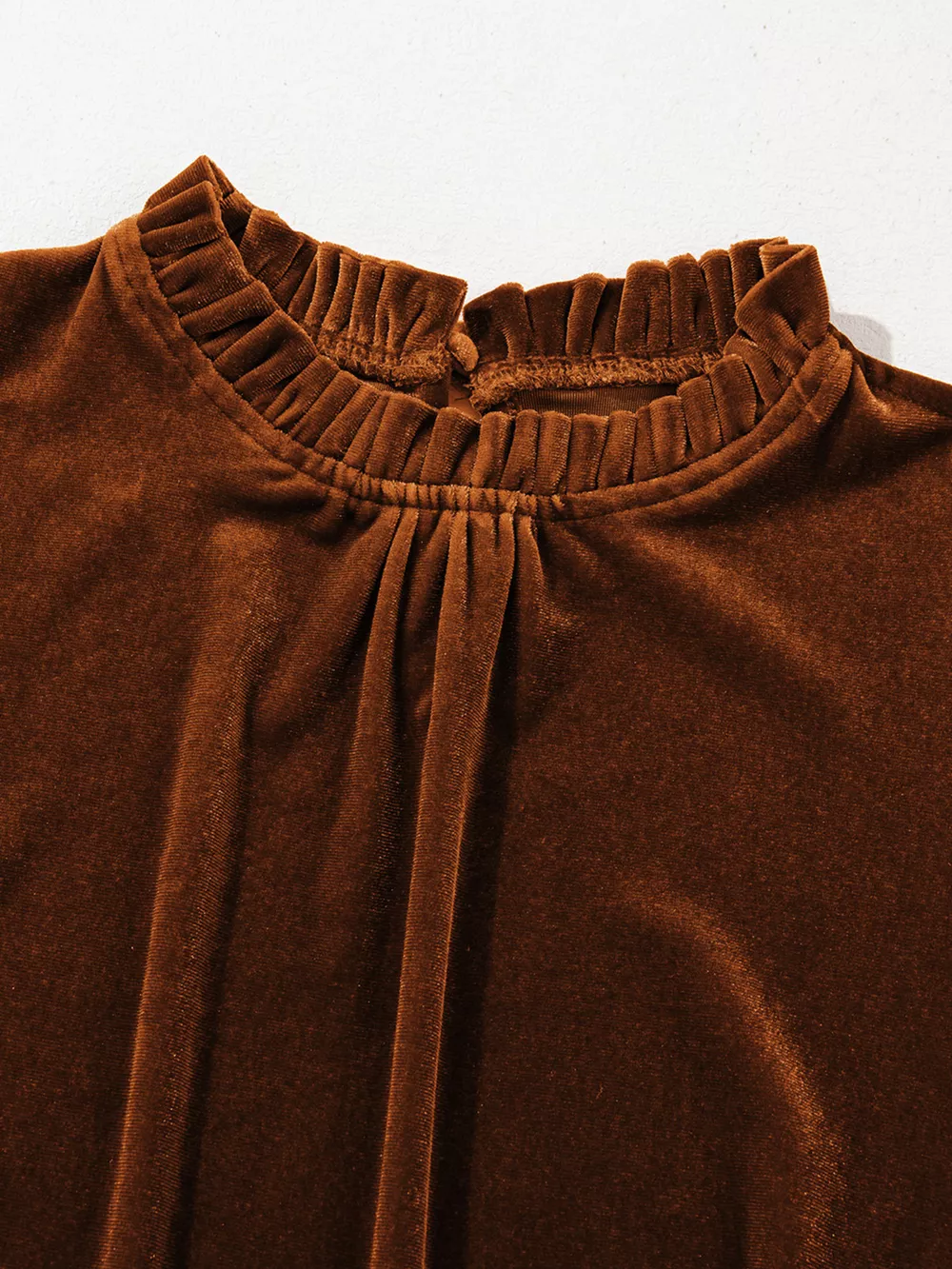 Velvet Mock Neck Long Sleeve Blouse, image 6
