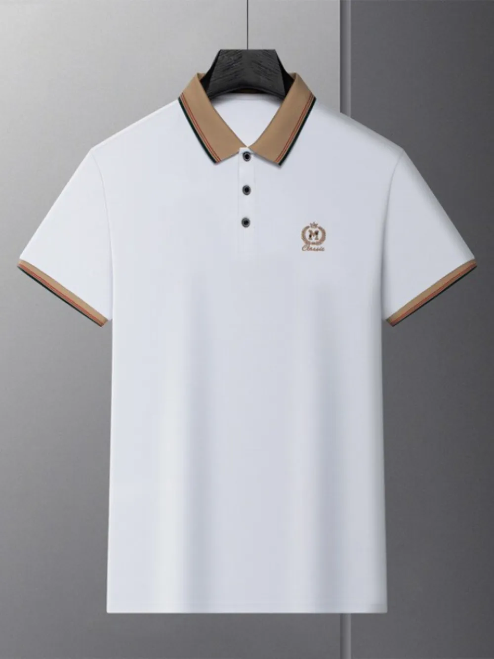 Men's Plus Size Contrast Collar Polo with Embroidered Logo, image 4