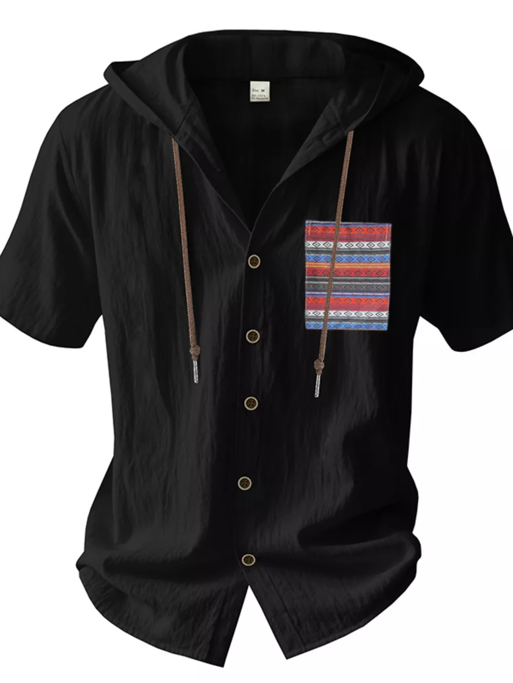 Men's Full Size Casual Hooded Short Sleeve Shirt Plus Size, image 3