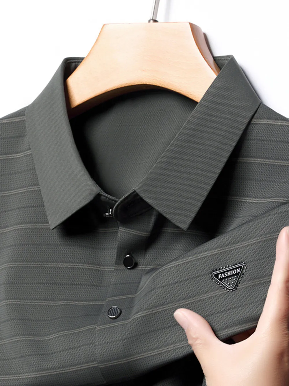 Men's Plus Size Classic Striped Golf Polo Shirt, image 3