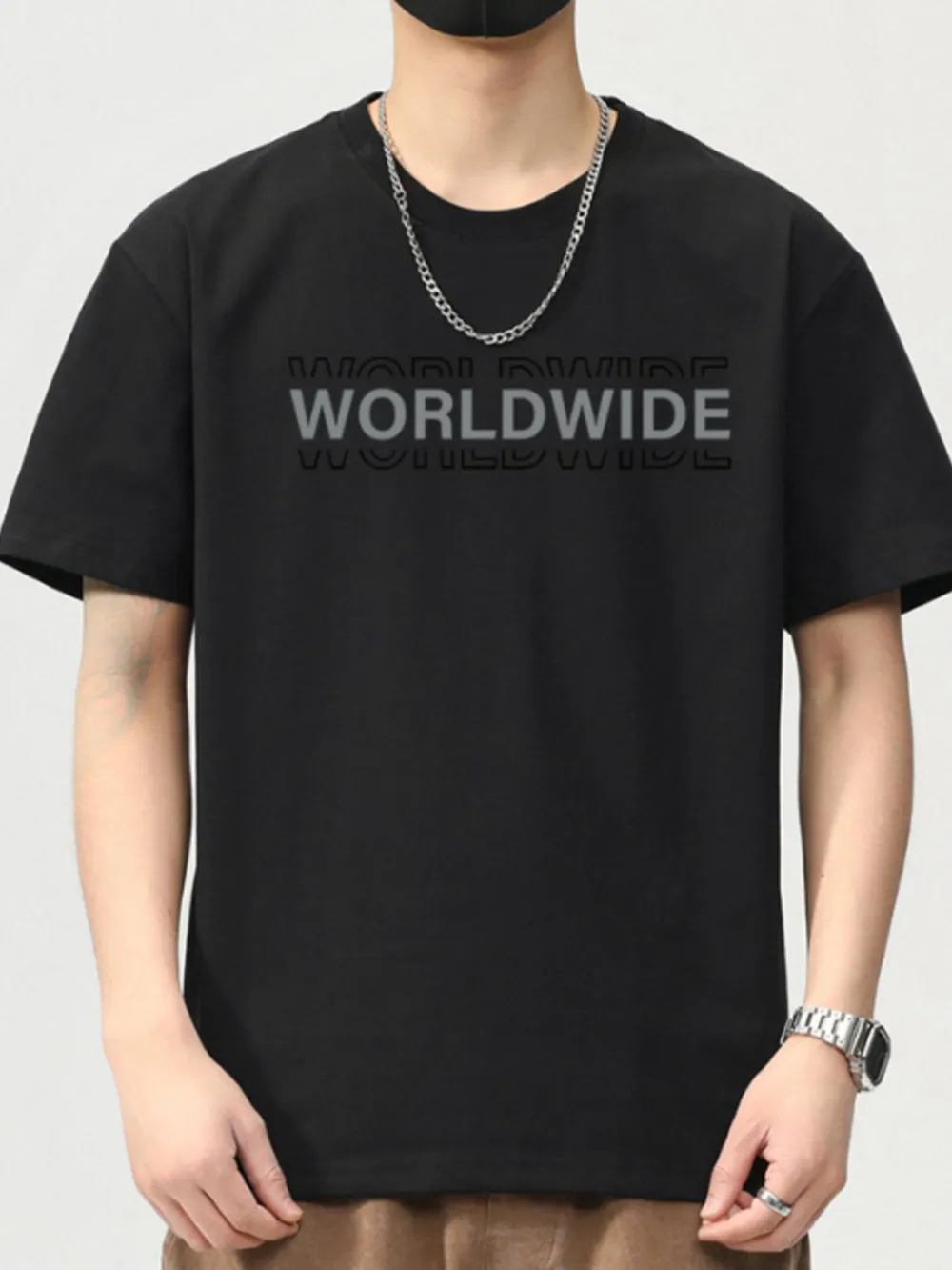 Men's Plus Size Letter Round Neck Short Sleeve T-Shirt