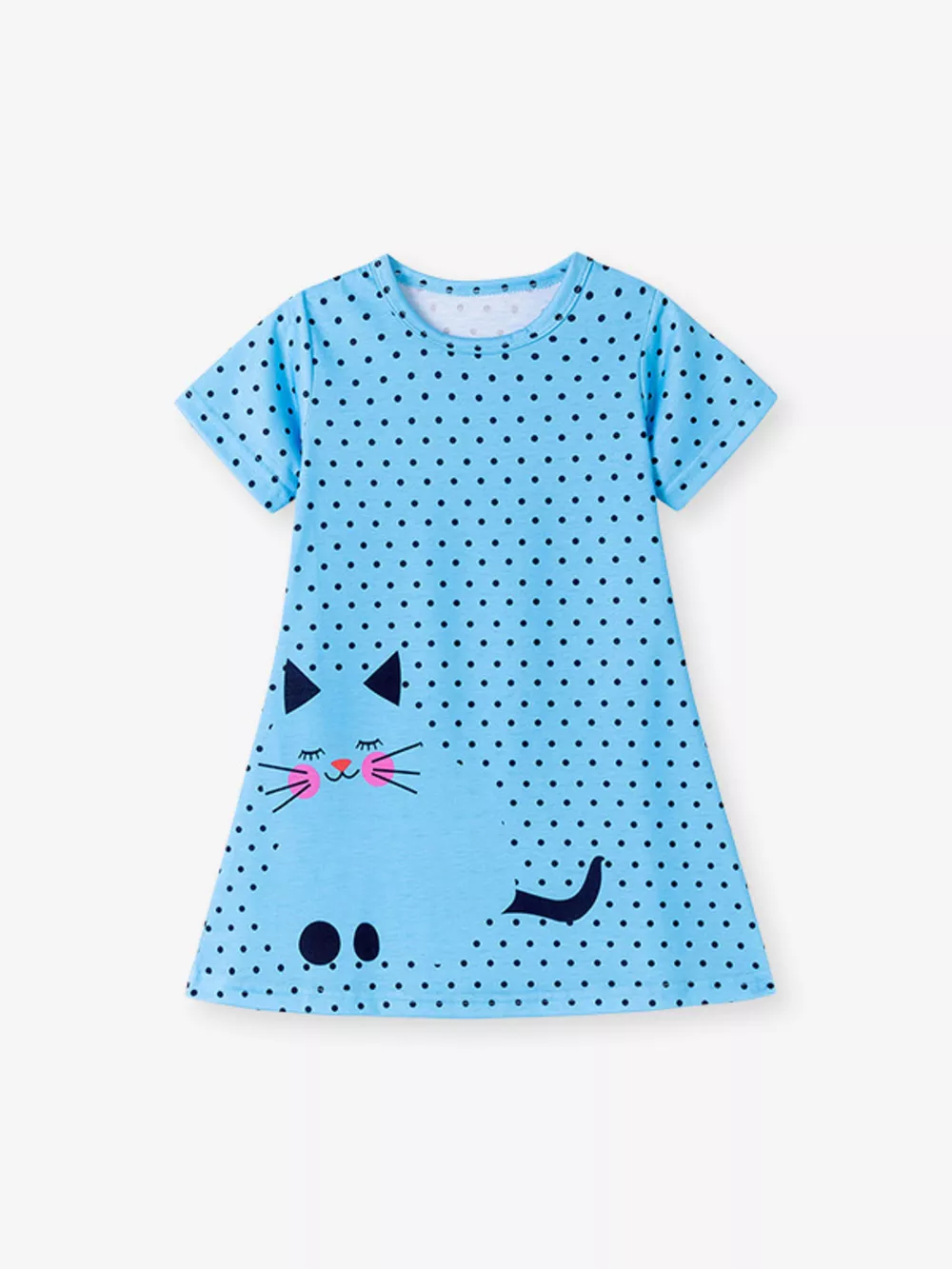 Children's Cat Polka Dot Casual Dress, image 3