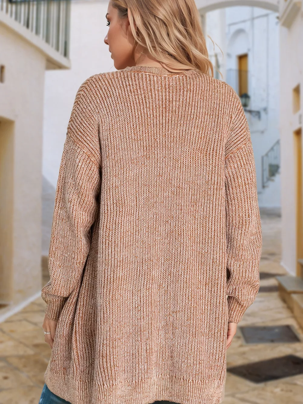 Open Front Dropped Shoulder Cardigan with Pockets, image 5