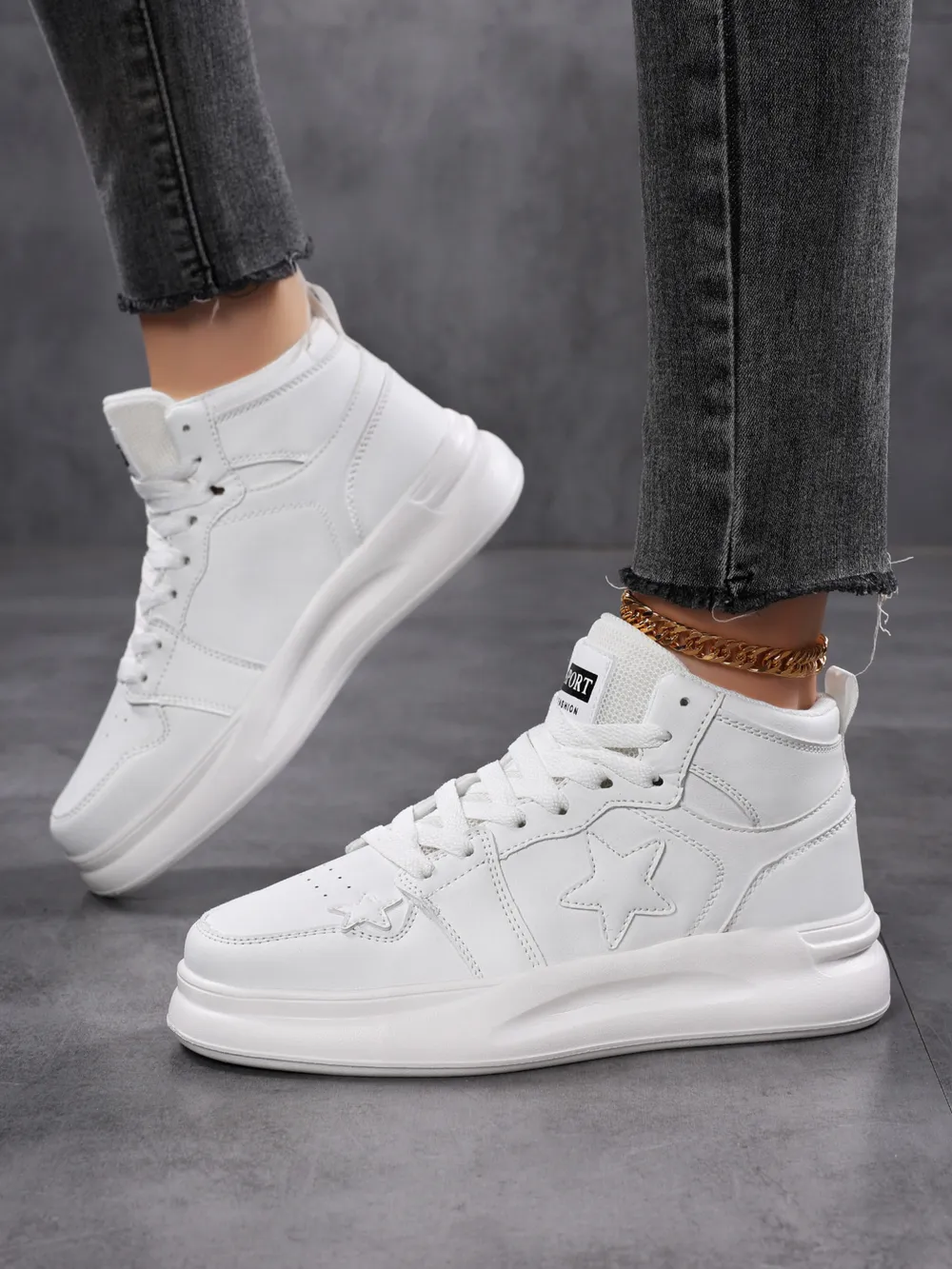 Star Pattern Lace Up Sneakers, image 3