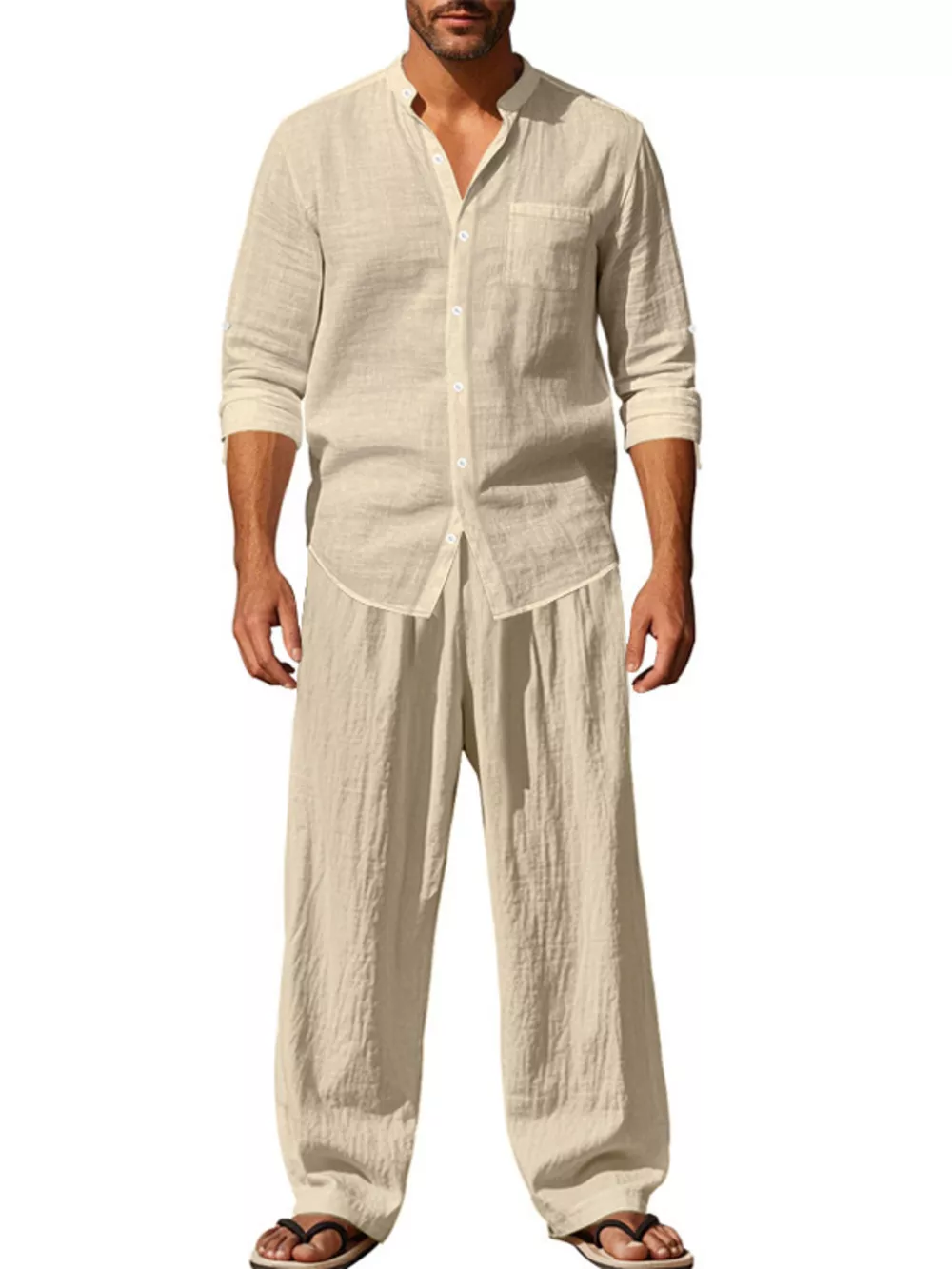 Men's Full Size Button Up Long Sleeve Shirt and Pants Plus Size, image 5