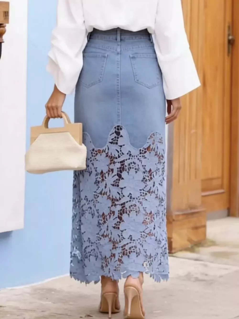Lace Trimmed Slit Skirt, image 7